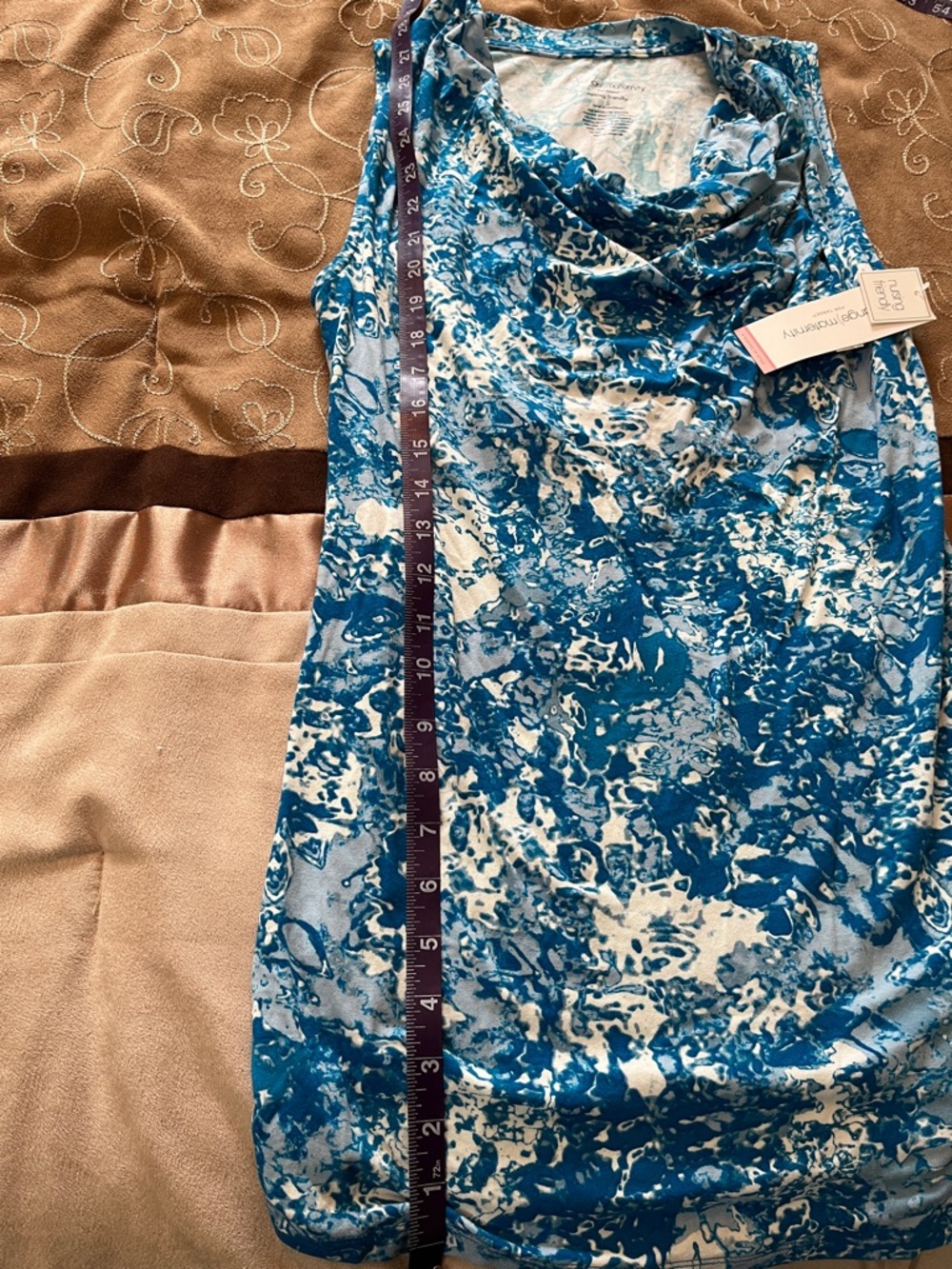 Liz Lange Maternity Cowl Neck Sleeveless Top - Women’s S Turquoise Print - NWT - Picture 9 of 10